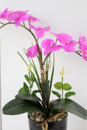 Saksıda 2'li Yapay Islak Baskılı Bahar Enerjisi Orkide Tanzimi 40 cm Fuşya - 3
