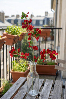 Yapay Çiçek 3 Dallı İri Nar Çiçeği Dalı 100 cm Kırmızı - 3