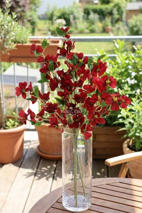 Yapay Çiçek 3 Dallı İri Nar Çiçeği Dalı 100 cm Kırmızı - 2