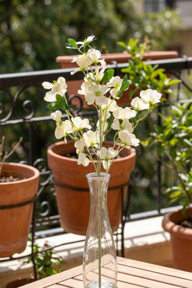 Yapay Çiçek 3 Dallı İri Nar Çiçeği Dalı 100 cm Krem - 3