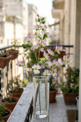 Yapay Çiçek 3 Dallı İri Nar Çiçeği Dalı 100 cm Lila - 3