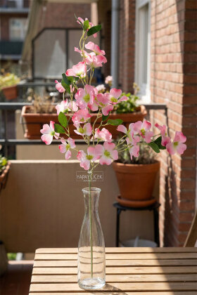 Yapay Çiçek 3 Dallı İri Nar Çiçeği Dalı 100 cm Pembe - 3