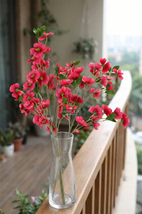 Yapay Çiçek 3 Dallı İri Nar Çiçeği Dalı 100 cm Fuşya - 2