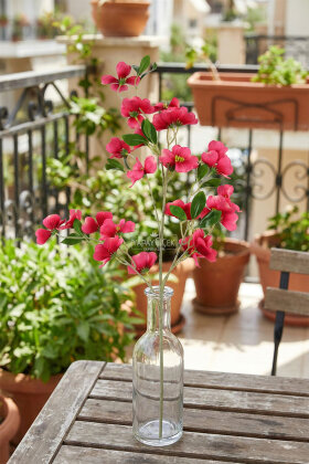 Yapay Çiçek 3 Dallı İri Nar Çiçeği Dalı 100 cm Fuşya - 3