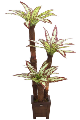 Yapay 3lü Ağaç 130 cm Kiremit-Yeşil - 1