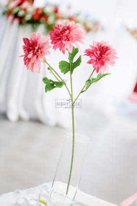 Yapay 3lü Gardenya Dalı 70 cm Koyu Pembe - 2
