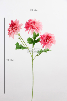 Yapay 3lü Gardenya Dalı 70 cm Koyu Pembe - 3