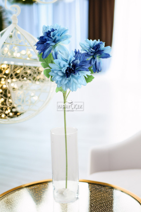 Yapay 3lü Gardenya Dalı 70 cm Mavi - 2