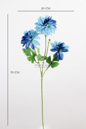 Yapay 3lü Gardenya Dalı 70 cm Mavi - 3