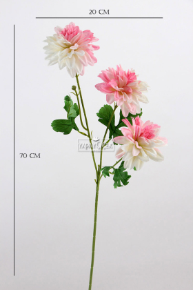 Yapay 3lü Gardenya Dalı 70 cm Pembe - Krem - 3