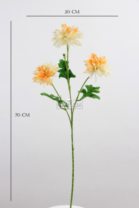Yapay 3lü Gardenya Dalı 70 cm Krem - 3