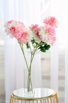 Yapay 3lü Gerdenya Dalı 70 cm Pembe - Krem - Yapay Çiçek Deposu