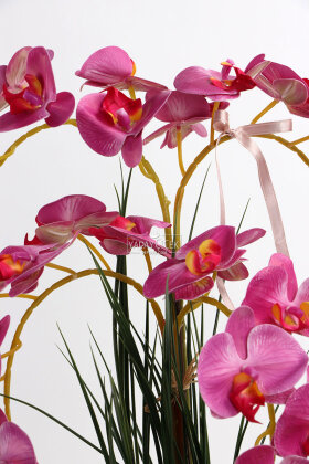 Saksıda 4'lü Yapay Islak Orkide Tanzimi 65 cm Fuşya - 3