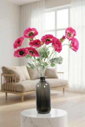 Yapay Çiçek 4lü Prenses Çiçeği Dalı 60 cm Fuşya - Yapay Çiçek Deposu
