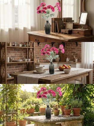 Yapay Çiçek 4lü Prenses Çiçeği Dalı 60 cm Fuşya - 2