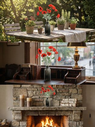 Yapay Çiçek 4lü Prenses Çiçeği Dalı 60 cm Kırmızı - 2