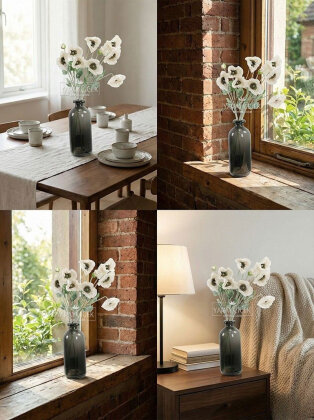 Yapay Çiçek 4lü Prenses Çiçeği Dalı 60 cm Krem - 2