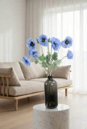 Yapay Çiçek 4lü Prenses Çiçeği Dalı 60 cm Mavi - Yapay Çiçek Deposu