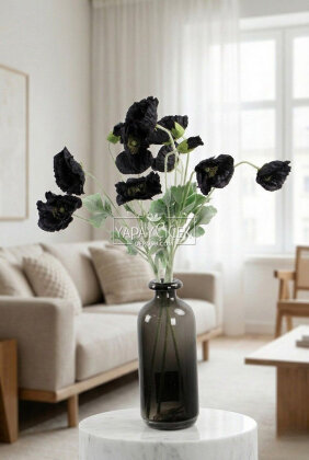 Yapay Çiçek 4lü Prenses Çiçeği Dalı 60 cm Siyah - Yapay Çiçek Deposu