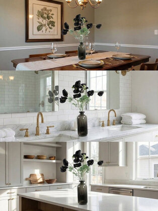 Yapay Çiçek 4lü Prenses Çiçeği Dalı 60 cm Siyah - 2