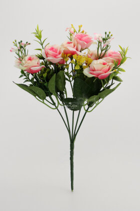Yapay Çiçek 5 Dallı Elegance Tomurcuk Gül Demeti 30 cm Ebruli - 3