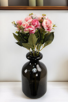 Yapay Çiçek 5 Dallı Elegance Tomurcuk Gül Demeti 30 cm Pembe-Somon - Yapay Çiçek Deposu