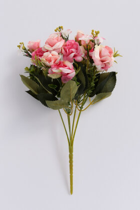 Yapay Çiçek 5 Dallı Elegance Tomurcuk Gül Demeti 30 cm Pembe-Somon - 3