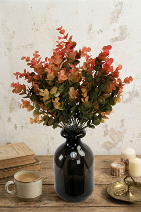  Yapay Yeşillik 5 Dallı Güz Okaliptusu 35 cm Kiremit - Yapay Çiçek Deposu