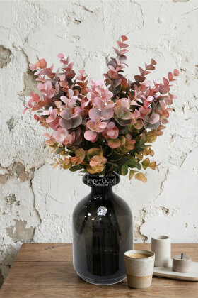  Yapay Yeşillik 5 Dallı Güz Okaliptusu 35 cm Somon-Pembe - Yapay Çiçek Deposu