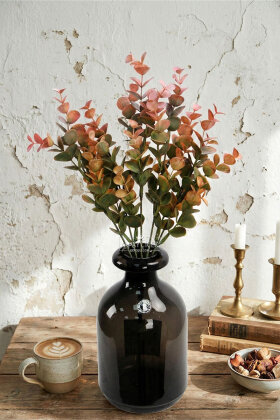  Yapay Yeşillik 5 Dallı Güz Okaliptusu 35 cm Somon-Pembe - 2