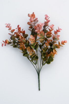  Yapay Yeşillik 5 Dallı Güz Okaliptusu 35 cm Somon-Pembe - 3