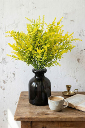 Yapay Bitki 5 Dallı Püsküllü Lavanta Demeti 38 cm Sarı - Yapay Çiçek Deposu