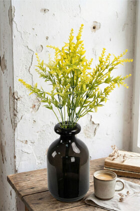 Yapay Bitki 5 Dallı Püsküllü Lavanta Demeti 38 cm Sarı - 2