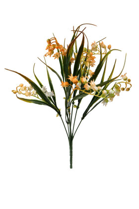 Yapay Bitki 7 Dallı Miyabi-Müge Çiçeği Demeti 35 cm Turuncu - 3