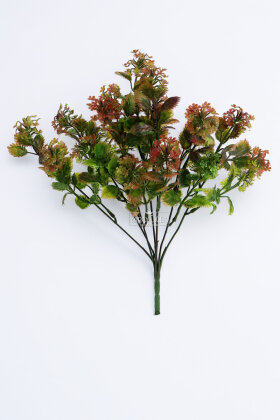 Yapay Bitki 7 Dallı Serrula Demeti 35 cm Yeşil-Kahverengi - 3