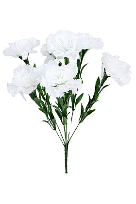Yapay Çiçek 7li Karanfil Çiçeği Demeti 40 cm Beyaz - 3