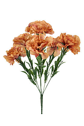 Yapay Çiçek 7li Karanfil Çiçeği Demeti 40 cm Kahverengi - 3
