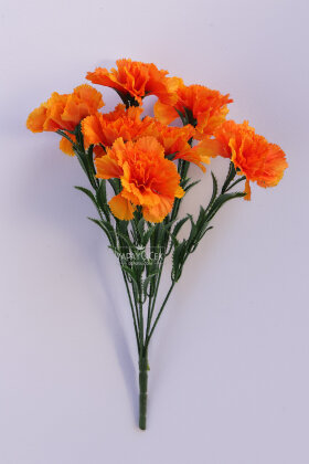 Yapay Çiçek 7li Karanfil Çiçeği Demeti 40 cm Turuncu - 3