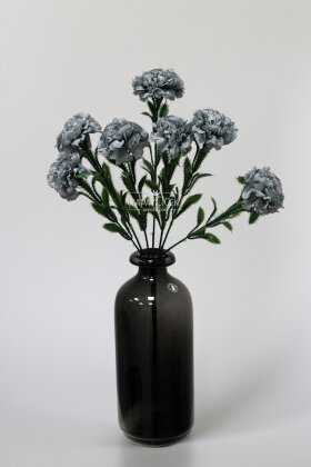 Yapay Çiçek 7li Karanfil Çiçeği Demeti 40 cm Gri - 2