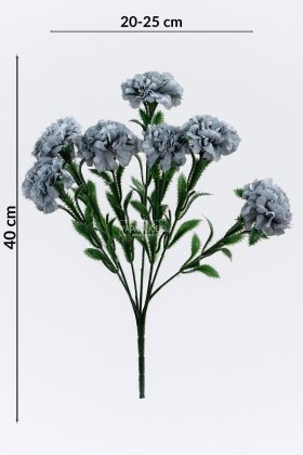 Yapay Çiçek 7li Karanfil Çiçeği Demeti 40 cm Gri - 4