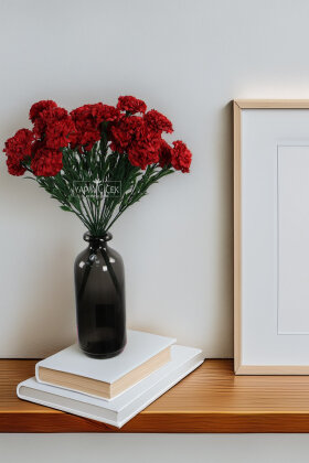 Yapay Çiçek 7li Karanfil Çiçeği Demeti 40 cm Kırmızı - Yapay Çiçek Deposu
