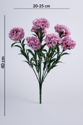 Yapay Çiçek 7li Karanfil Çiçeği Demeti 40 cm Lila - 4