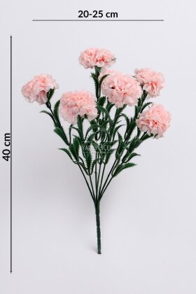 Yapay Çiçek 7li Karanfil Çiçeği Demeti 40 cm Pembe - 4