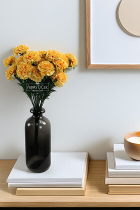 Yapay Çiçek 7li Karanfil Çiçeği Demeti 40 cm Sarı - Yapay Çiçek Deposu