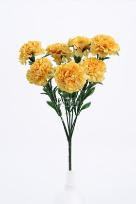 Yapay Çiçek 7li Karanfil Çiçeği Demeti 40 cm Sarı - 3