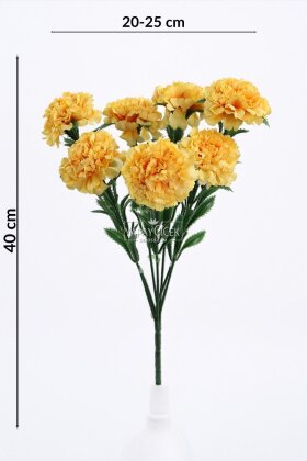 Yapay Çiçek 7li Karanfil Çiçeği Demeti 40 cm Sarı - 4