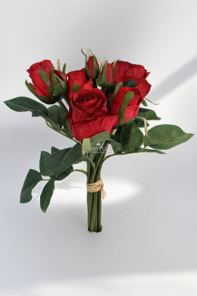 Yapay Çiçek Gonca Güllü Buket 8 Dal 30 cm Kırmızı - 2