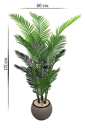 Küre Saksıda Yapay Ağaç 15 Yapraklı Madagaskar Areka Palmiyesi Ağacı 175 cm Kum Kahve - 5