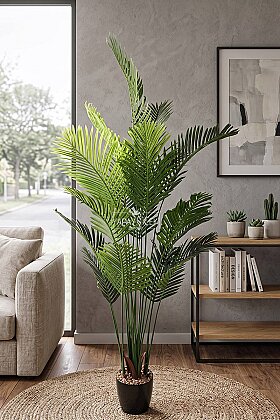 Yapay Ağaç 18 Yapraklı Zeren Areka Palmiyesi Ağacı 225 cm - Yapay Çiçek Deposu
