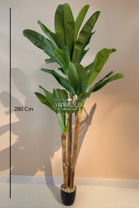 Yapay Ağaç 3 Gövde Tropik 29 Yapraklı Muz Gerçek Doku 280 cm - 4
